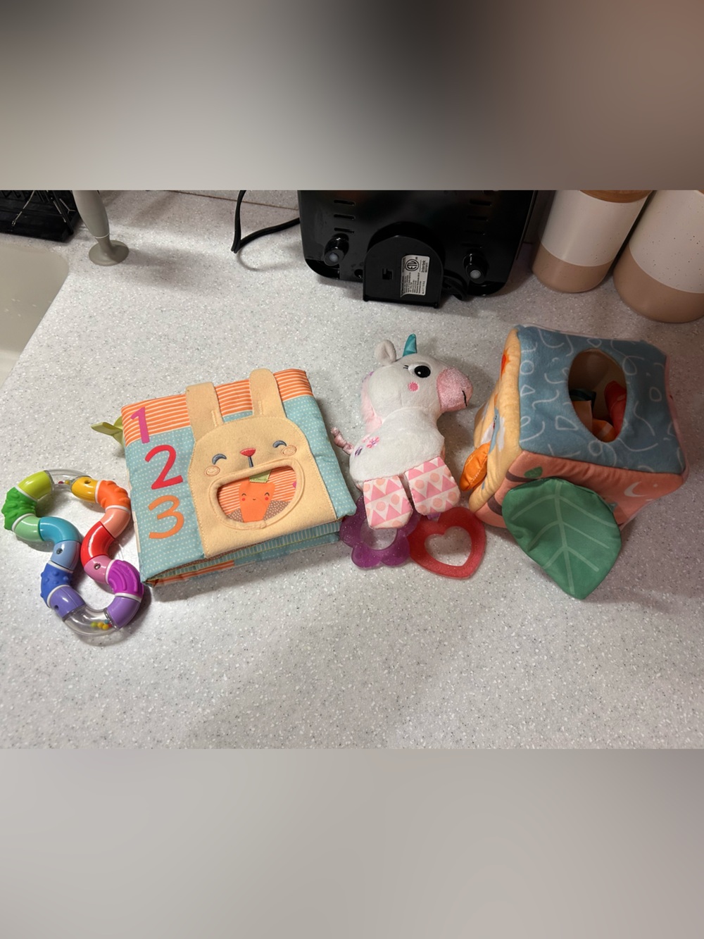 Soft Multicolor Unicorn & Sensory Activity Toy Set - Pastel